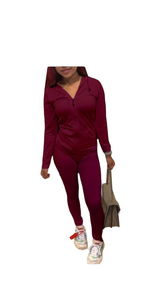 Step Into Fall Tracksuit Burgandy / Large