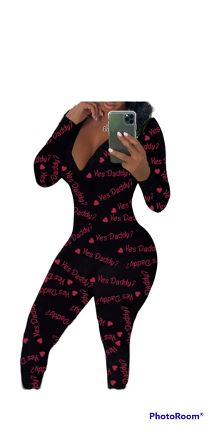 Ladies Black yes daddy onsie jumpsuit