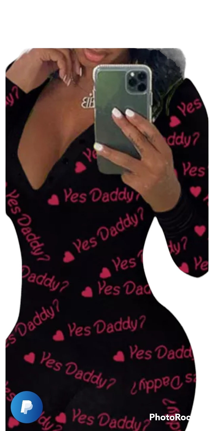 Ladies Black yes daddy onsie jumpsuit