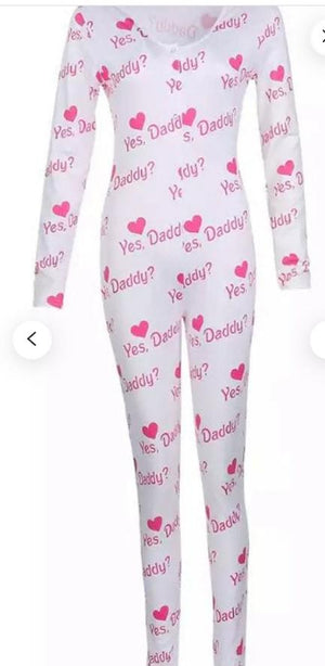 Ladies White yes daddy onesie