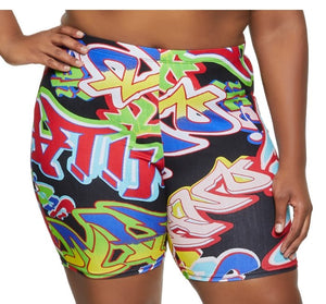 Grafiti biker shorts - Boss diva fashions