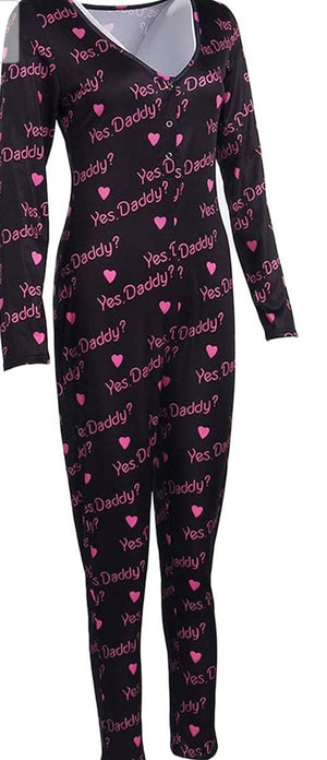 Ladies Black yes daddy onsie jumpsuit - Boss diva fashions