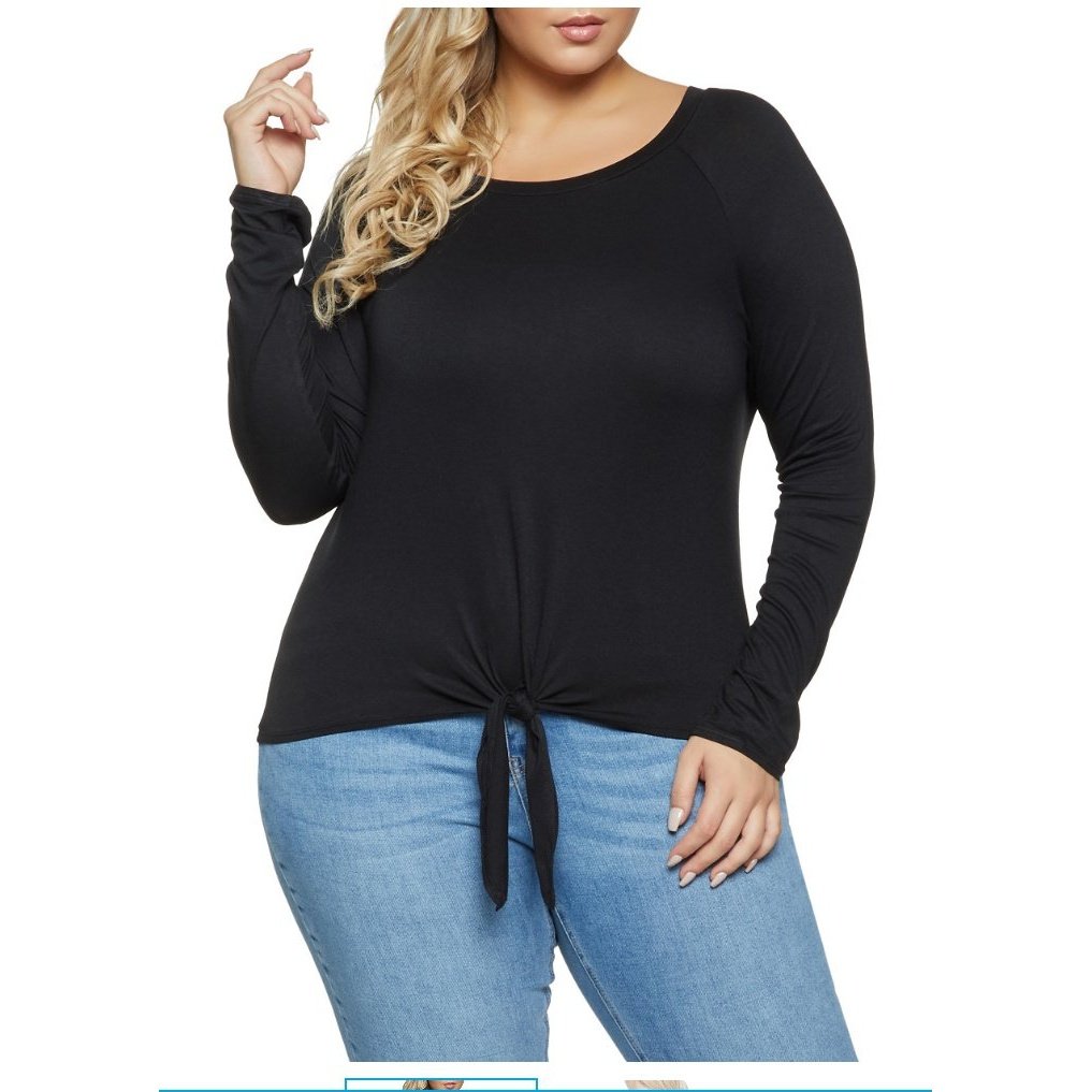 Long sleeve tie front top - Boss diva fashions