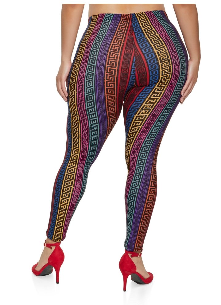 Multi colored geometric striped Leggings - Boss diva fashions