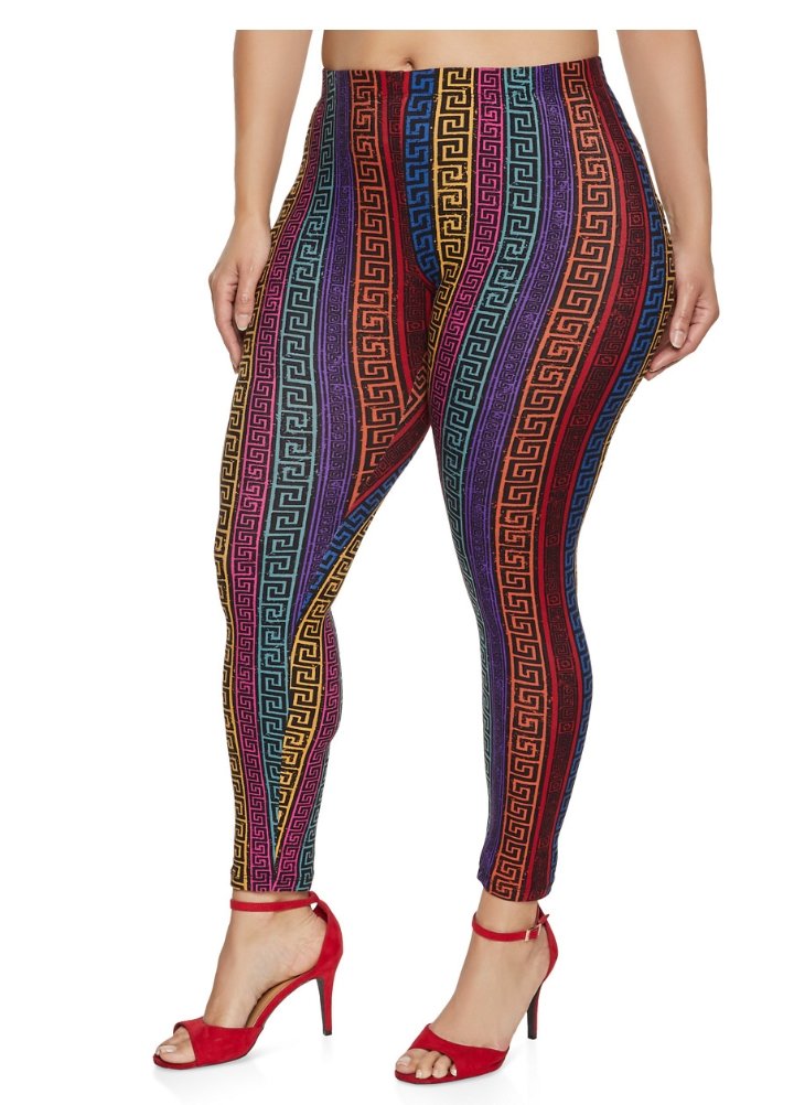 Multi colored geometric striped Leggings - Boss diva fashions