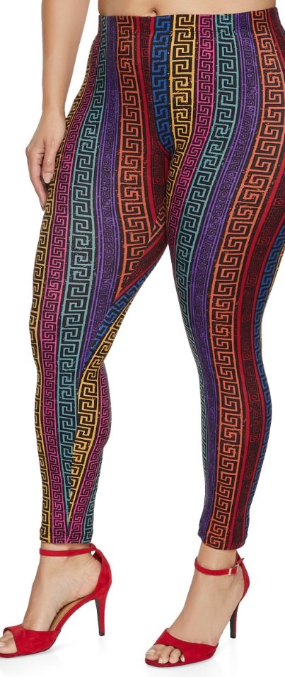 Multi colored geometric striped Leggings - Boss diva fashions