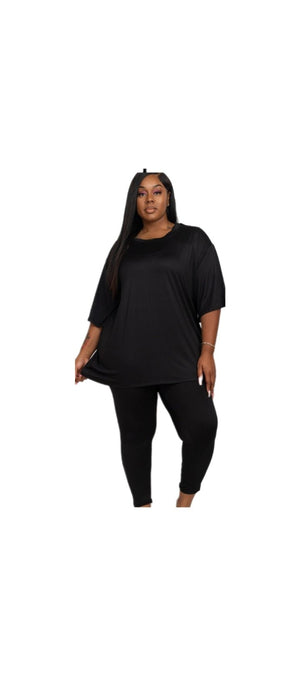 Oversized Tee with leggings - Boss diva fashions