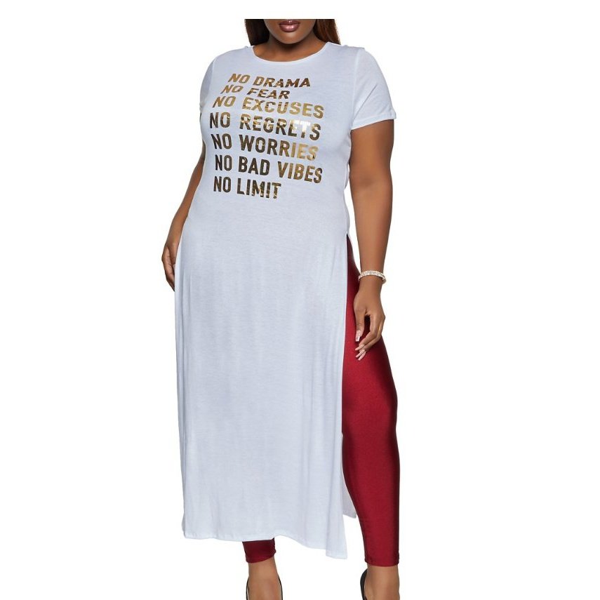 Plus size white "No Drama" maxi top - Boss diva fashions