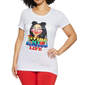 White graphic print t-shirt - Boss diva fashions